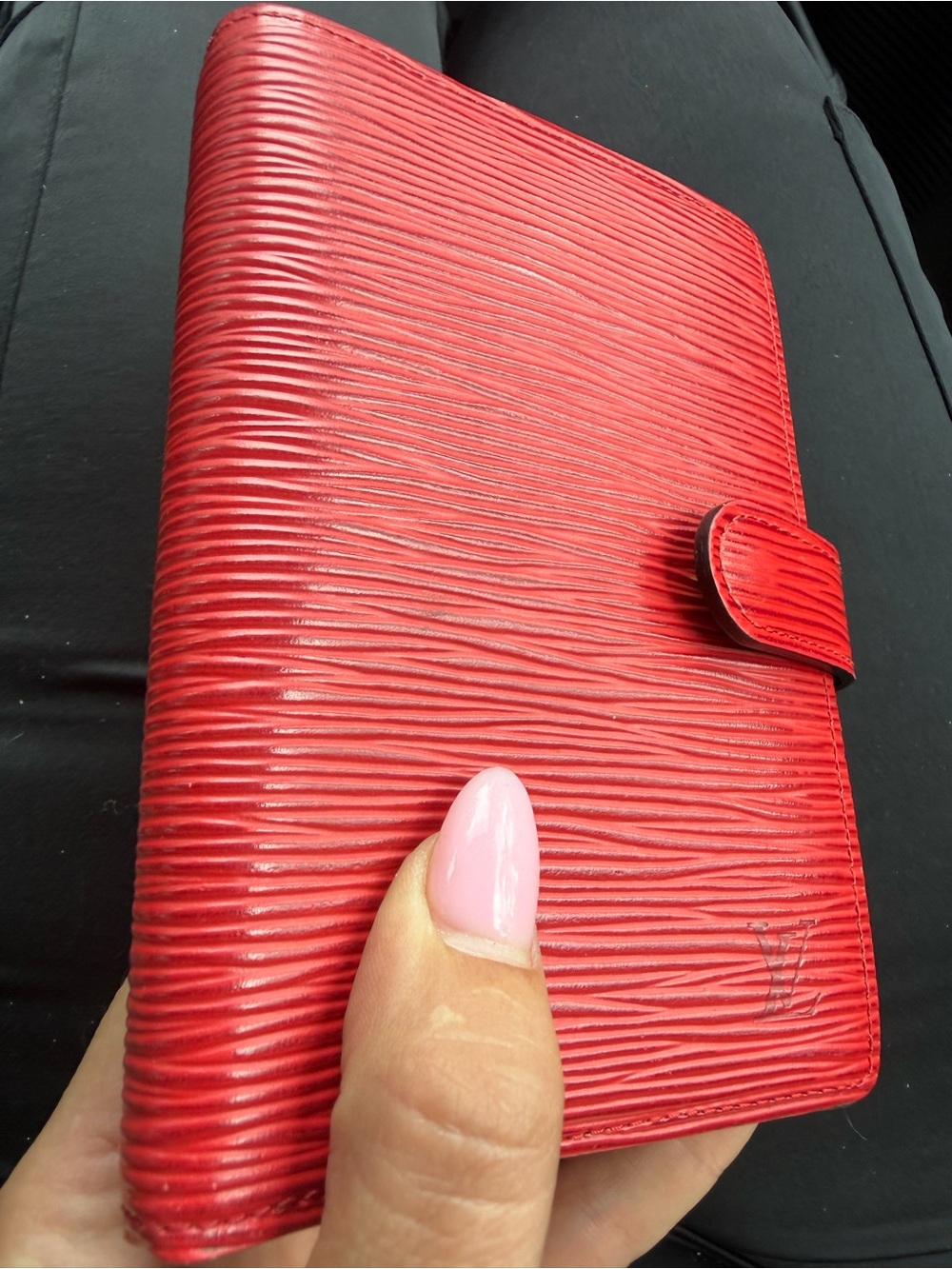 Louis Vuitton Red Textured Leather Wallet Organizer